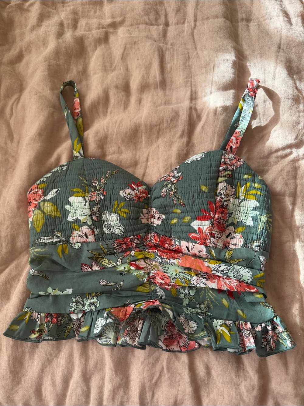 NWOT Bog Collective Corset Peplum Floral Top size S